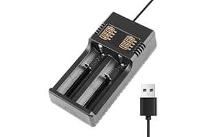 JUGNAW 18650 Battery Charger,Fast Dual Charge for 3.7V/3.6V Li-ion Rechargeable Batteries 18650 18500 18490 18350 17670 17500 16340(RCR123) 14500 26650 22650 with USB Cable