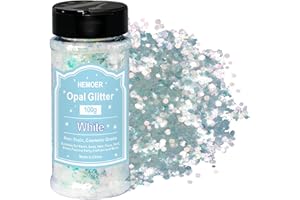 ‎HEMOER HEMOER Weißer Opal-Glitter, 100g Chunky Pailletten, Craft Glitter für Harz, Gesicht, Nagel, Körper, Kunsthandwerk, Slime Festival Party Art, Glitzerpuder für Nägel