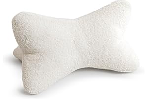 MAGMA-HEIMTEX MAGMA FLEECY Leseknochen herausnehmbare Füllung, 44x26cm, ergonomische Form für Nacken- oder Lendenstütze, Flexible Stütze für Bücher, E-Books oder Tablets, mit Reißverschluss, waschbar bis 30C, Natur