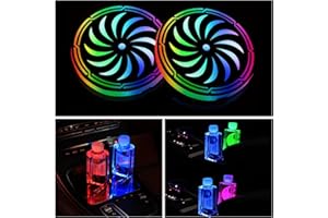 LCXECNW 2 Luces LED Posavasos, 7 Colores Posavasos Variables Recargables USB, Posavasos de Colores LED, Luces Posavasos para Coche, Luces Decorativas de Ambiente para Coche Posavasos LED Universales