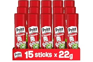 Pritt Colla Stick 15 x 22g, colla per bambini sicura e affidabile, colla Pritt per lavoretti e fai da te, con una tenuta forte per uso scuola e ufficio, 15 stick x 22g