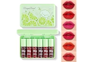 ‎TITIMORE TITIMORE 6 Farben Lip Tint Stain Set Mini Flüssiger Lippenstift Hydrating Feuchtigkeitsspendendes Lip and Cheek Tint Soft Lip Moisturiser Lipgloss Set Wasserfester,Langhaftender,Non-Stick Cup(Zitrone)