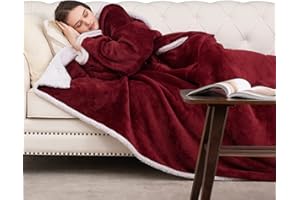 ‎HBSELECT HBselect Cuddly Blanket with Sleeves and Foot Pocket Fluffy Sherpa Super Warm Soft Fleece Blanket Bedspread TV Blanket for Putting On Gift for Girlfriend Mum