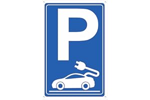 Pubblimania Aparcamiento de carga de coche eléctrico | Señal de aluminio de 3 mm de grosor, para exterior/interior (30 x 40 cm, aparcamiento de carga para coches eléctricos Eu)