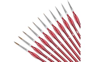 AOVNEA Feine Detail Pinsel, 11 Stück Hochwertige Pinselset Malen für Professionelle Künstler, Ideal für Acrylfarben Wasserfarben Ölgemälde Modellbau Miniaturen Detailmalereien & Nageldesign (Rot)