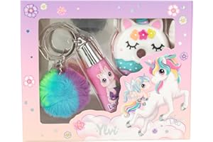 Depesche 11712 Ylvi - Zestaw błyszczyków do ust dla dzieci w kształcie jednorożca, 2 błyszczyki o owocowym zapachu, z zawieszką