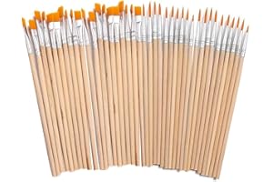 YUESIKJ 40 Stück Pinsel Set, 20 Flache Pinsel und 20 Stück Runde Kleine für Kunstmalerei und Details
