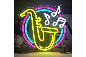 Horseneon Saxofón Letrero de neón Música Letrero de neón Saxofón Música Letreros colorido Luz de neón alimentada por USB Luces de neón LED regulables para dormitorio Música Estudio en vivo Música Bar