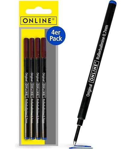 ONLINE 6 Ricariche Per Penna A Sfera: 3 Blu E 3 Nere, Punta Media M, Formato Standard, Scrivono 7500 Metri, A Prova Di Documento