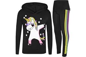 A2Z 4 Kids Kinder Mädchen Trainingsanzug Designer Regenbogen Unicorn Dab Floss Mit Kapuze Top & Legging Loungewear Set Alter 7-13 Jahre