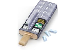 Veckovis pillerorganisatör AM PM 7 dagars pillerlåda, stor medicinlåda 2 gånger om dagen med bärhandtag (Dimmblå, Zweimal täglich)