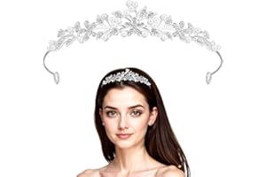 HJZHII Tiara con fiori e strass, corona con perle di cristallo, tiara da sposa, regina, principessa, fascia per capelli, per donne e ragazze, per matrimoni, balli, compleanni, cosplay, feste, costumi