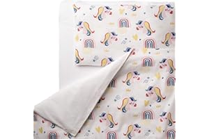 FlyIdeas Juego de Ropa de Cama para Bebés 2 Piezas, Funda Nordica 80x80 cm y Funda de Almohada 35x40 cm - 100% Algodon Certificado, Hecho in EU