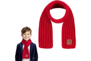 ADLABLD Warm Scarf for Kids, Cute Winter Scarves for Boys & Girls Black Knitting Scarf for Kids Child Winter Neck Warmer(Red)