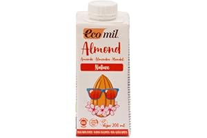 Ecomil Almond Nature Bio 200ml | Leche de Almendra Ecológica Sin Gluten | 100% Natural | Sin Azúcares Añadidos | Apta para Dieta Vegana | Bebida Vegetal Saludable y Nutritiva