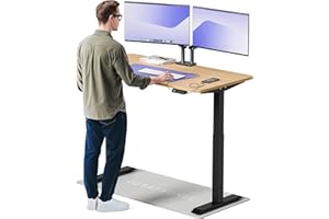 Desktronic biurko z regulacją wysokości (140 x 70 cm) – pulpit do siedzenia i stania z gniazdami do ładowania – biurko z regulacją wysokości, elektryczny ekran dotykowy i stalowe nóżki