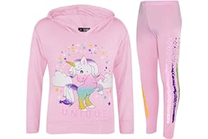 A2Z 4 Kids Bambini Ragazze Tute Baby RosaProgettista Dabbing Unicorn Arcobaleno Floss Cappuccio Top & Legging Loungewear Set Età 7-13 Anni