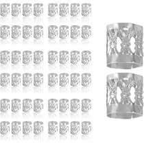 50 Stück Aluminium Dreadlock-Perlen – Verstellbare Cuffs, Silber, Für Haar-Flechtkunst
