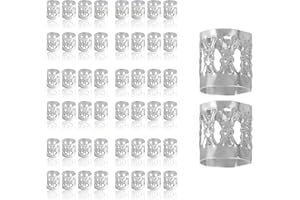 DAQIEPIN 50 pezzi in alluminio Dread Lock regolabile in metallo Cuffs Dreadlocks perline intrecciate gioielli per capelli, argento
