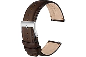 Anbeer Bracelet de montre en cuir véritable,bracelet à boucle déployante avec boucle en acier inoxydable,tailles disponibles 18mm 20mm 22mm 24mm