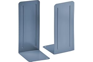 Acrimet Metal Bookends, Jumbo Size 23 cm H x 10 cm W x 11,5 cm D, Non-Skid Book Stand for Shelves, Heavy Duty Book Stopper, Blue, 1 Pair