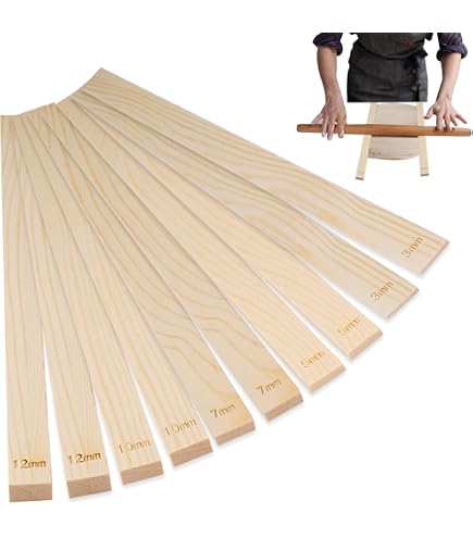 8 Guide Per Mattarello In Legno Per Ceramica - Spessori 3/5/7/10 Mm Per Stendere Argilla E Fai Da Te