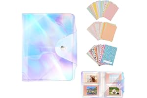 ELITECRAN 64 Pockets Mini Photo Album Photocard Book for 2 * 3 inch Photo, 60pcs Colorful Photo Film Frame Stickers Polaroid Photo Album, Photocard Binder Compatible with Fujifilm Instax Mini Film