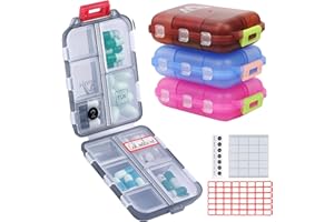 M MUCHENGBAO 4 Pack Tablettenbox 7 Tage, Pillendose 10 Fächer Handlicher Medikamentenbox Leicht Zu für Reise & Tägliches Gebrauch Öffnen Pillendose 7 Tage by MuchengbaoVier （Vier Farben gemischt）