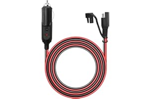 Cerrxian - Cavo di ricarica / prolunga da presa accendisigari 12 V a connettore SAE a sgancio rapido, con fusibile e indicatore a LED, impermeabile