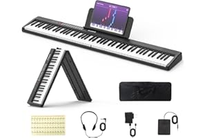AUNGUUK Digital Piano Klavier 88 Tasten,Full Size Semi Weighted Keyboard Faltbares Klavie