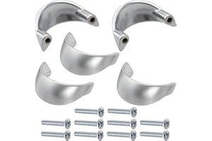 Aerzetix - C41410 - Set di 5 maniglie per mobili interasse 32mm - porte armadio cassetto design interno arredamento cucina soggiorno - in metallo - finitura argento opaco