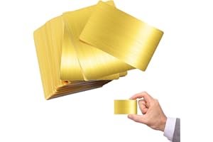 SPORWAY Lot de 100 cartes de visite vierges : cartes de visite en métal, vierges en aluminium, cartes de visite gravées, 86 x 54 x 0,21 mm, pour cartes cadeaux à la maison, bureau, dorées