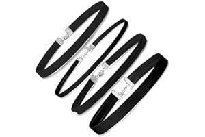 LEEQBCR LEEQ Women's Yellow Gold Choker Necklaces Black Velvet Chokers, 4 Pieces by LEEQ