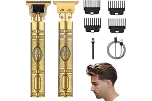 CKCLR Máquina Cortar Pelo 4 peines de límite, Cortapelos Hombre Profesional con blade T impermeable, USB Recargable Cortapelos Eléctrico Inalámbrico, Regalo de los hombres(Gold)