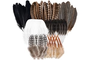 RobLuX 90 Piezas Plumas Naturales Plumas de Pavo para Manualidades 7 Estilos de Plumas Mixtas para Manualidades Máscaras de Plumas Accesorios para El Pelo Fiestas