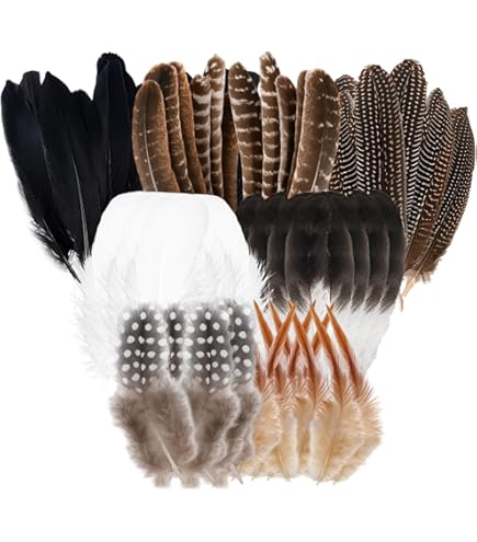 Set 30 Piume Naturali Di Tacchino E Fagiano - Per Decorazioni, Maschere, Acchiappasogni Fai Da Te - 3 Stili Mist - Foto 11
