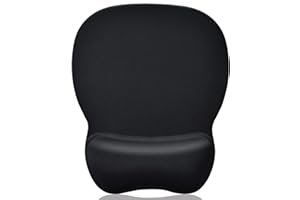 KTRIO Mouse Mat Wrist Support Gel Mouse Pad with Wrist Support, Ergonomic Mousepad Gel Mouse Mat for Computer Laptop, Pain Relief Mouse Wrist Rest Support Pad with Non-Slip PU Base, Black