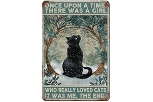 GDRAY Plaque en métal Vintage en Forme de Chat Noir Once Upon A Time - Affiche publicitaire - Cadeau pour Homme - pour Caves, café, Bar, pub - Décoration Murale
