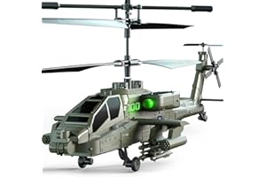 VATOS 2.4G Elicottero telecomandato con 2 batterie e luce LED con decollo con un solo tasto, serie militare di giocattoli elicottero RC per bambini o principianti di età compresa tra 14+