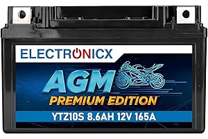 Electronicx YTZ10S AGM Motorradbatterie 12V 8,6Ah 165A – wartungsfreie, versiegelte Starterbatterie für Motorrad, Roller & Powersport – vibrationsfest, auslaufsicher, kompakt & sofort einbaufertig