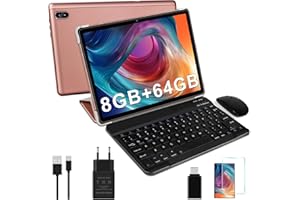 DMOAO Android 12 Tablet 10 Pulgadas 5G WiFi, HD Tablets 2 en 1, 4GB RAM (Ampliable hasta 8 GB RAM) + 64GB ROM (TF 1TB), 2.0 GHz, Bluetooth 5.0, 8 Cores, 6000 mAh, Oro Rosa