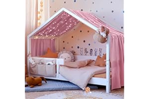 Vicloon Ciel de Lit pour Maison, Décoration Ciel de Lit pour Chambre d'enfant, 100% Coton Muslin Biologique 135 x 360 cm, Ciel de Lit pour Montessori Lit d'enfant, Rose Foncé