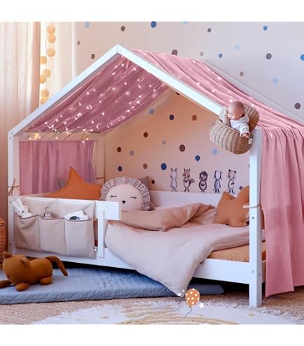 Sevira Kids Set Cielo Per Letto A Capanna DUO In Garza Di Cotone - Made In France, 4 Lunghezze, Certificato Oeko-Tex - 4