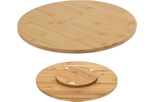 GEEZY Bamboo Wooden Lazy Susan Turntable 35cm - FSC Certified, Stable with 3 Feet - Ideal for Serving Food, Cheese, Desserts & Organizing Items - Great for Dining Tables, Kitchens & Home Organisation