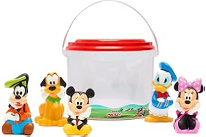 Disney Store set di giochi ufficiale Topolino e i suoi amici per il bagnetto, 5 pezzi, include Topolino, Minnie, Paperino, Pluto e Pippo con secchiello contenitore, per bimbi dai 6 mesi in su