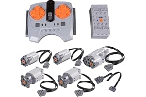 Scakbyer Juego de 8 motores de funciones de alimentación compatibles con Technic Car, incluye 1 control remoto dual de aplicación, 1 caja de batería de litio, 1 servomotor, 2 motores L, 2 motores M, 1