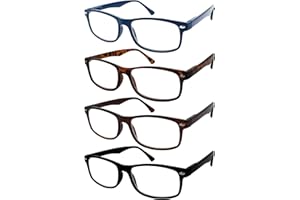 TBOC Gafas de Lectura Presbicia Vista Cansada - (Pack 4 Unidades) Graduadas +2.00 Dioptrías Montura de Pasta Azul Marrón Negra Carey Diseño Moda Hombre Mujer Unisex Lentes de Aumento Leer Ver Cerca