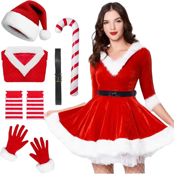WIDMANN Miss Santa Kostüm – Sexy Weihnachtskleid Aus Samt Mit Mütze & Accessoires