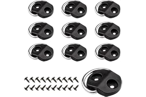 VEHIRIE Ganchos De Anillos De Amarre De Acero Inoxidable, 10 Piezas Anclaje De Amarre De Anillo D con 10 Tornillos para Carga, Remolques, AutomóViles, Camper Furgoneta Accesorios, Negro
