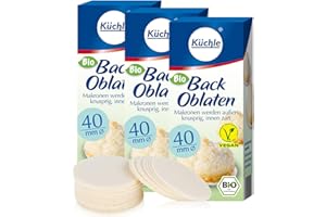 Küchle runde Back Oblaten Bio Vegan 40mm 23g pro Packung 3er Pack Esspapier zum Backen von Makronen & Lebkuchen
